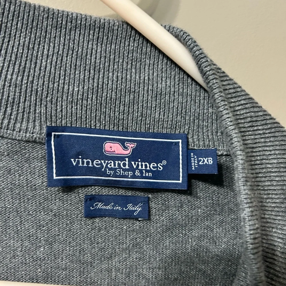 Vineyard Vines Men's Charcoal Gray Half-Zip Pullover Cashmere cotton blend